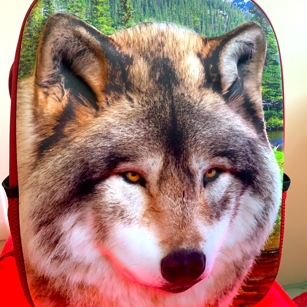 NWT 3D Wolf Backpack Kids